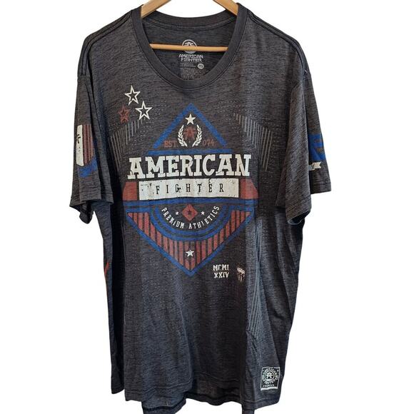 American Fighters Shirt Mens 3X Gray V-neck Short Sleeve MMA Streetwear Y2K - Picture 1 of 11